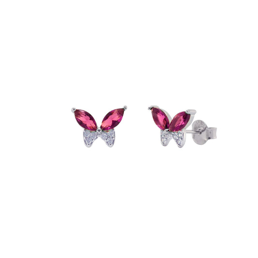 Σκουλαρίκια καρφωτά με χρωματιστές πεταλούδες