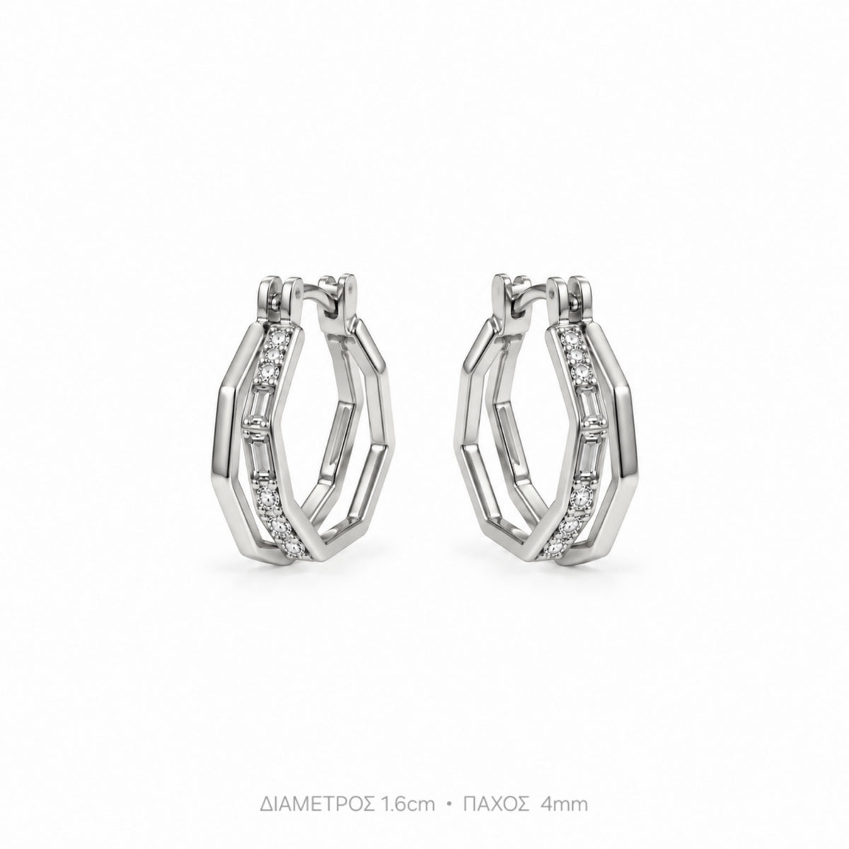 Σκουλαρίκια κρίκοι πολυγωνικά double